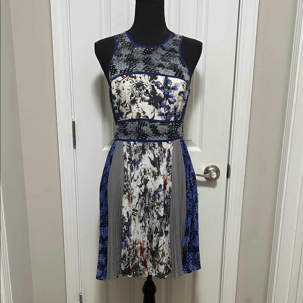 Rebecca Taylor Blue and White Floral Midi Dress size 4